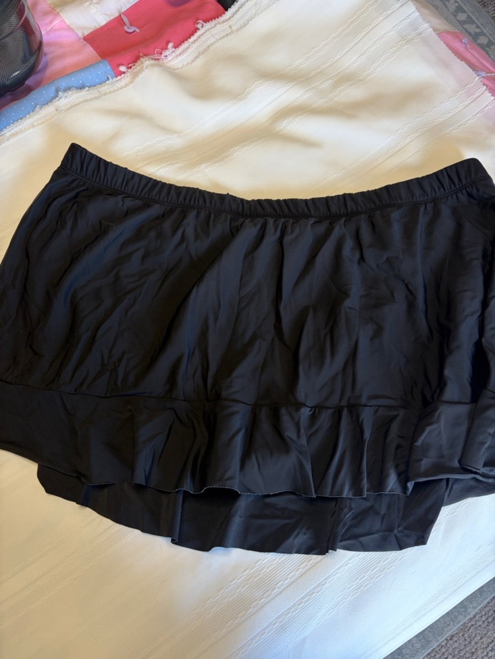 Aqua Green Black Ruffle Swim Skirt